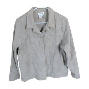 Coldwater Creek Button Up Blazer Jacket Womens Size Large Beige Tan‎ Collar Coat